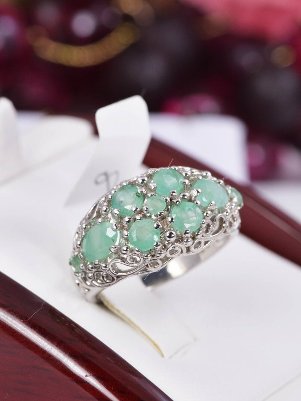 Natural Emerald Ring Real Solid 925 Sterling Silver